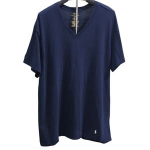 Ralph Lauren Polo T Shirt Men's XL Navy Blue White Pony Horse V Neck